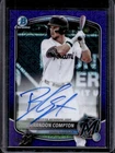 2025 Bowman Draft Brandon Compton Chrome Auto Blue Mojo Refractor 1st #/150