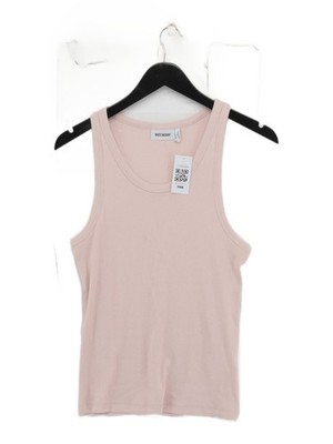 Weekday Women's T-Shirt L Pink Cotton with Elastane Sleeveless Round Neck Basic