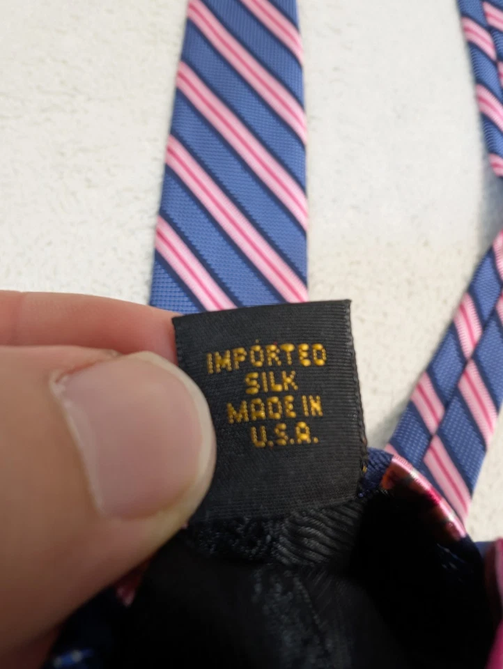 Corbata Robert Talbott Best of Class 100 % seda rayas rosa azul ~ 3" de ancho Foto 4 de 4
