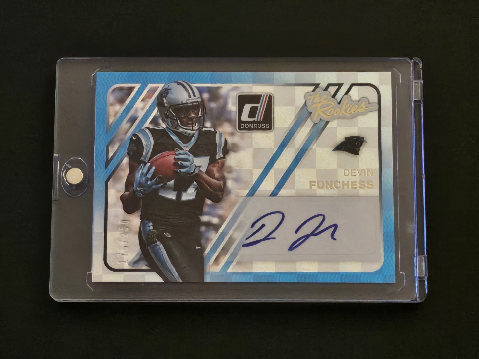 2015 Panini Donruss The Rookies AUTO Blue #TRA-DF Devin Funchess /250 RC