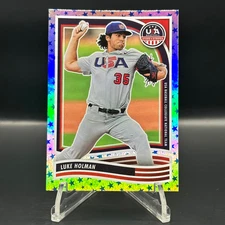 2024 Panini Stars & Stripes USA Baseball LUKE HOLMAN #8 Stars (Blue Stars)