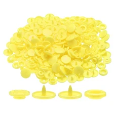 400 Set Plastic Snaps T5 Round Resin No-Sew Button Fasteners Kit, Yellow