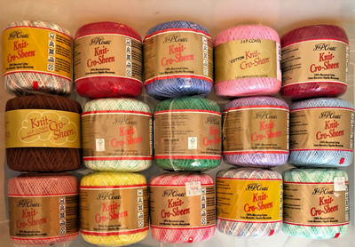 J&P Coats KNIT CRO-SHEEN COTTON Crochet Thread- MANY COLORS discount on 2+
