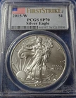 2015-W American Silver Eagle 1oz. Fine Silver PCGS Graded SP70 First Strike Flag