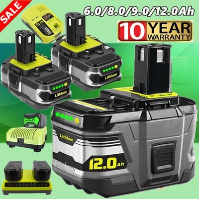 2X 18V 12.0Ah Akku für RYOBI Plus Lithium RB18L50 P108 P109 Batterie/ Ladegerät