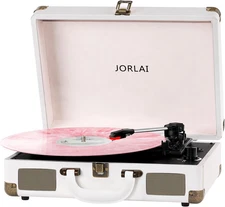 Record Player 3 Speeds Turntable with Bluetooth Built-In Battery Stereo Speakers