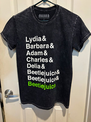 Beetlejuice The Musical Black Graphic Logo Crew Neck Tee Cotton Jersey S