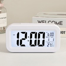 Small Digital Clock LED Display Desk Table Temperature Time Alarm Day/Night Mode