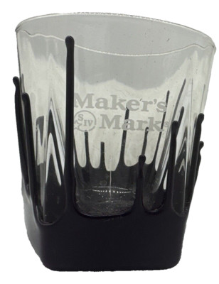 Makers Mark Bourbon Whiskey Glass Purple Wax Drip Breeders Cup American Pharaoh