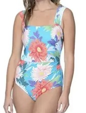 Jantzen Resume to Bloom Cap Sleeve Mio One-Piece Multi Swimsuit A2132 Size 8