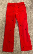 Red Corduroy Janie And Jack Kids Pants W/ Embroidered Stag Christmas Size 10