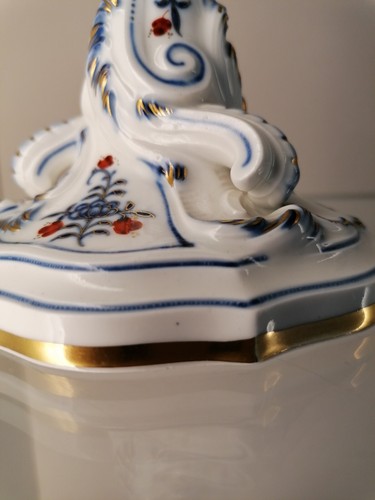 Candelabro Meissen motivo cipolla oro reale rosso 1° Altezza a scelta 17 cm - Foto 8 di 12