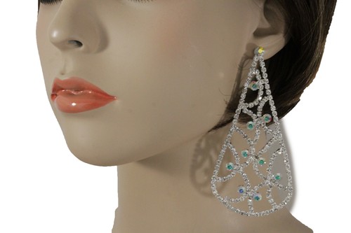 Dressy Women Silver Metal Bling Beads Water Drop Fancy Fashion Hook Earrings Set - Picture 12 of 12
