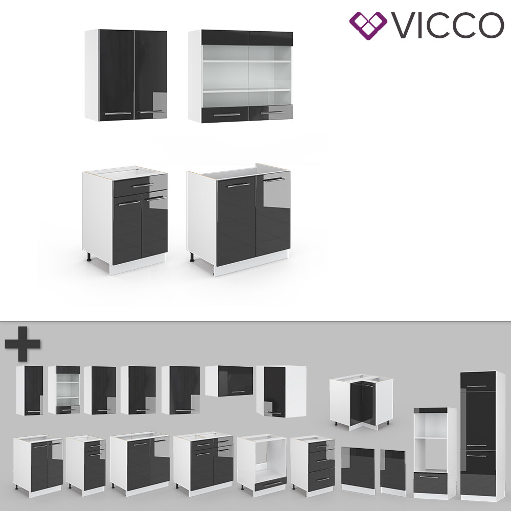 Cuisine Vicco R-Line 300 cm, Cuisine intégrée, Ensemble Cuisine