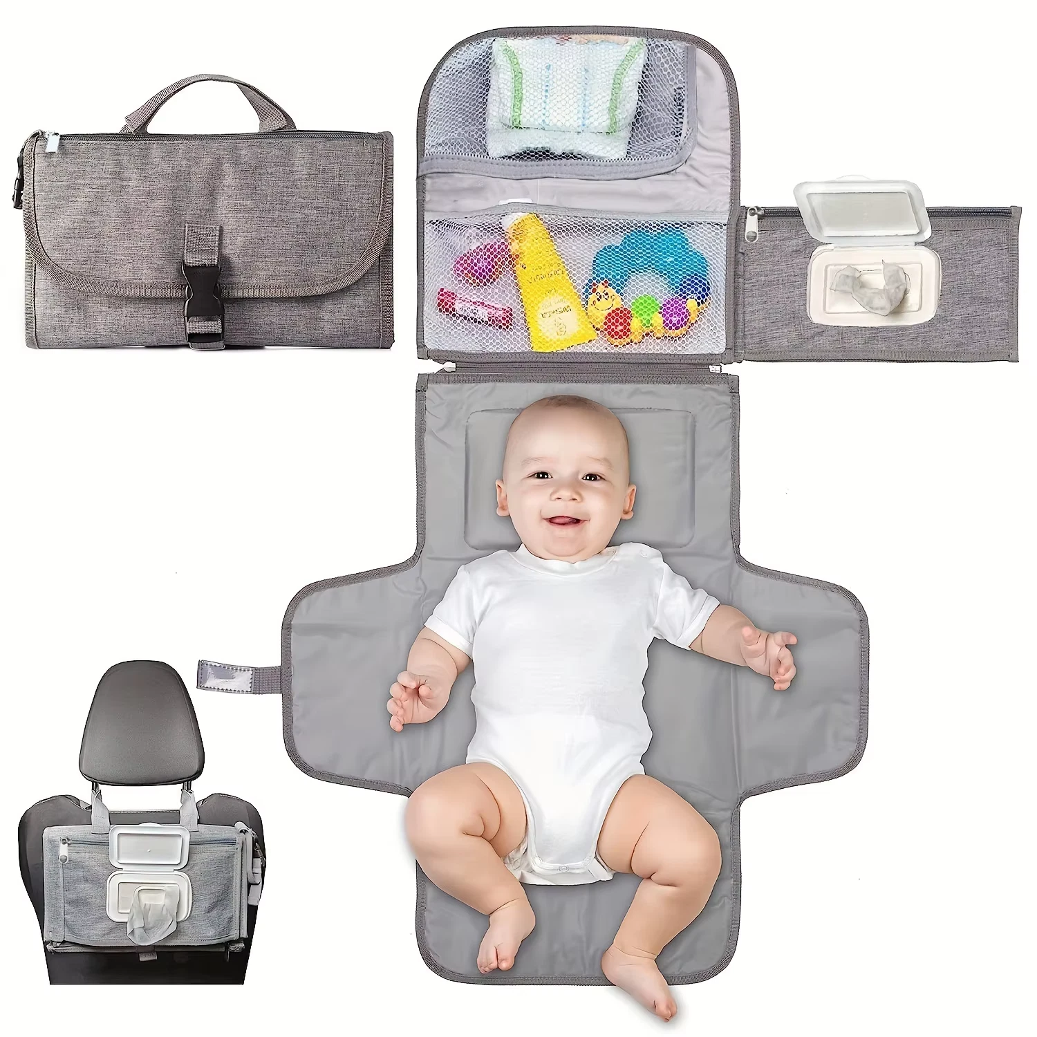 Portable Diaper Changing bag For Newborn Babies with Smart Wipes Pockets
