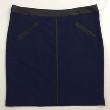 16 petite WORTHINGTON NAVY blue skirt with FAUX LEATHER trim NWT 16P FREE SHIP