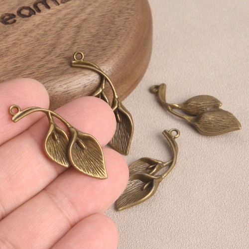 10pcs Flower Bud Shape 38x13mm Antique Bronze Metal Charms Pendant DIY Jewelry - Picture 2 of 4