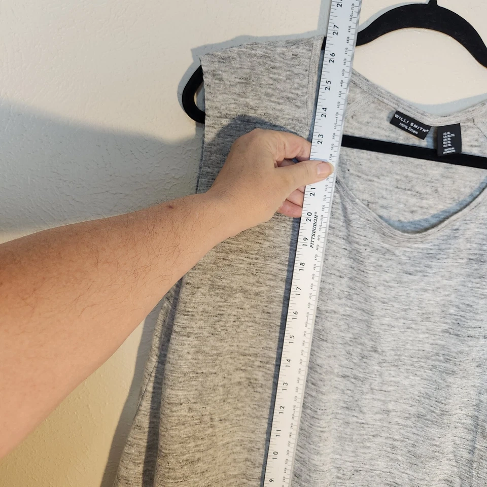 Женский льняной топ Willi Smith XL серый длиннее сзади вместительный деловой повседневный - Изображение 3 из 4