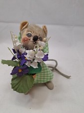 Vintage 6" Annalee Mobilitee Mouse w/Flower Pot Spring Meredith NH USA 1977