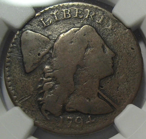 = 1794 NGC Flowing Hair Large Cent, Nice Details, Corroded, FREE SHIPPING
