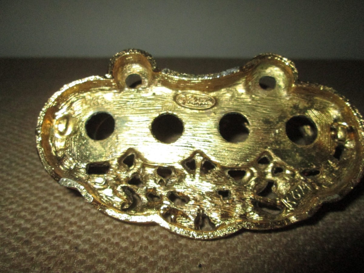 Vintage MATSON Ormolu Gold Tone Metal Brass 6 Slot Lipstick Holder 