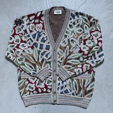 Missoni Sport Abstract Pattern Cardigan Sweater Wool Blend Made In Italy L-XL