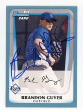 SIGNED BASEBALL CARD AUTO TAMPA BAY RAYS BRANDON GUYER BOWMAN 2011 #45 /500