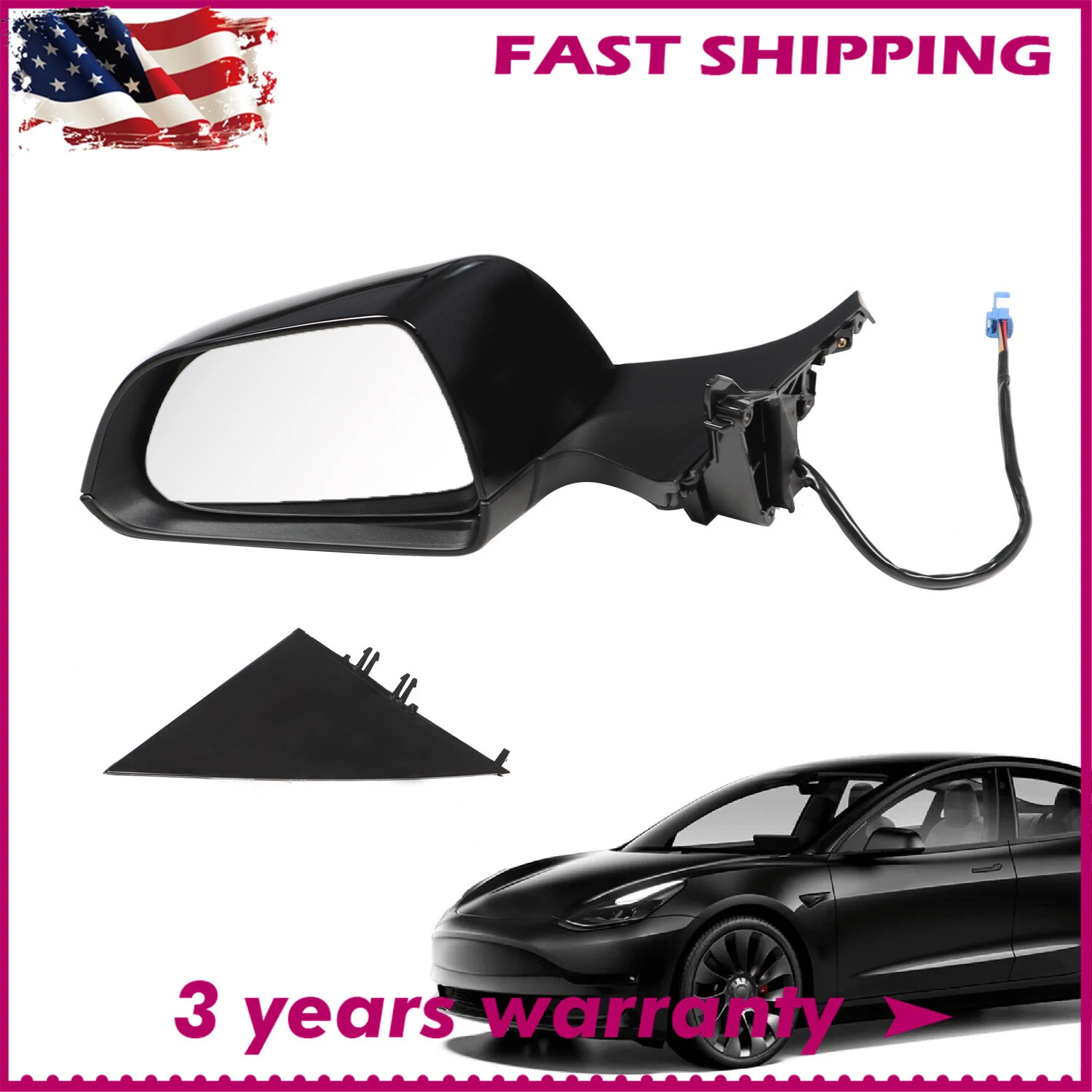 FOR 2017-2023 TESLA MODEL 3 BLACK LEFT DRIVER SIDE MIRROR
Opens in a new window or tab