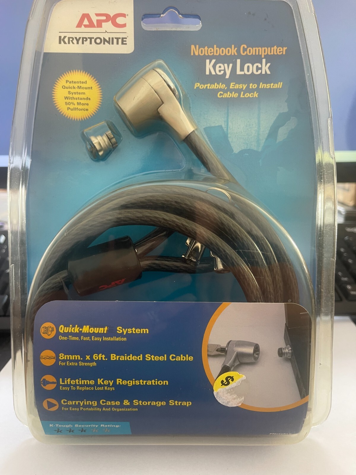 New APC Kryptonite notebook computer key lock portable easy to install ...