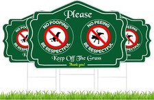 3 Pack 12x8 Inch Please Keep Off Grass, Thank You Sign with H colorfull