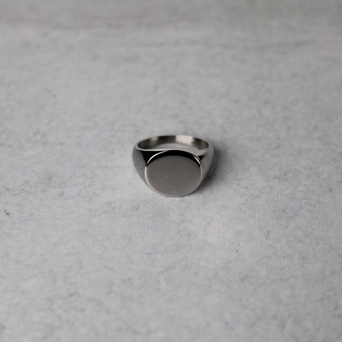 Silver Oval Signet Ring Stainless Steel Blank Pinky Ring - Picture 3 of 7