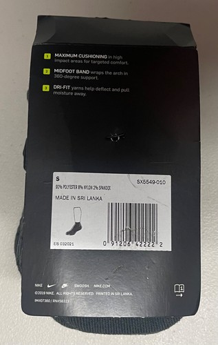 NIKE EVERDAY MAX ANKLE CUSHIONED TRIANING SOCKS DRI FIT BLACK WMN-4-6 YTH 3Y-5Y - Picture 2 of 8