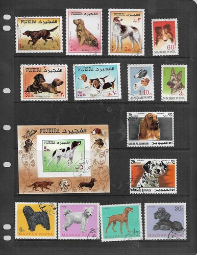 Collection Lot of Dogs on 181 Stamps + 6 Souv Sheets - USED CTO w/ Complete Sets