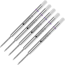 5 Monteverde Ballpoint Pen Refills, Parker Style, GEL Ink, Fine Point, Purple