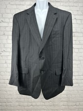Jos A Bank Black 100 Wool Pinstripe 2 Button Vented Suit Jacket Size 46 R