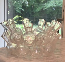 Vintage The Original Floral Design Clear Glass Bubbles Vases Propagation 9  Diam