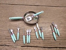 Barbie Metal Skillet Pan Cookware Utensils Blue