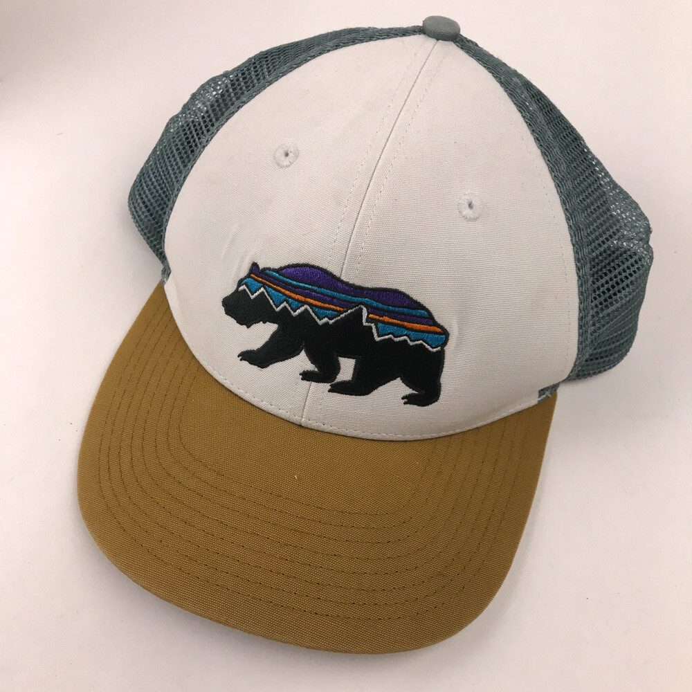Patagonia California Bear Logo Trucker Hat Gray White… Gem