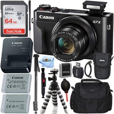 Canon PowerShot G7 X Mark II Digital Camera  EXT BATT  64GB Tripod Bundle