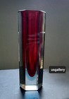 Moser Art Deco Cut Crystal Glass Faceted Bohemian Vase approx  6" Tall