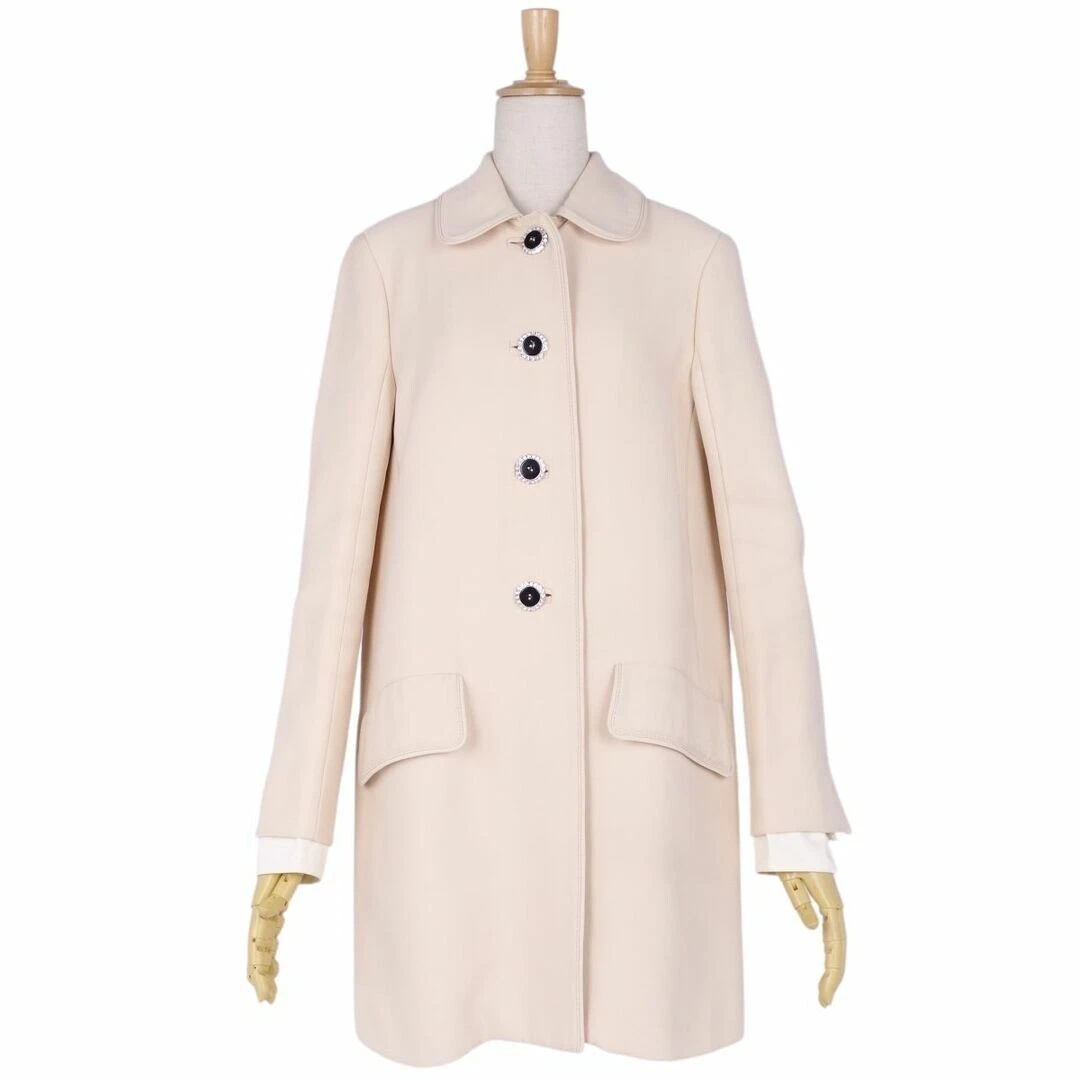 MIU MIU Cappotto Miumiu Collo Soutien Balmachan Bijou Bottone Donna 38 GIAPPONE