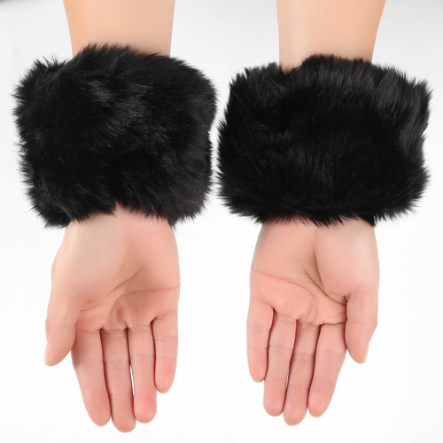 Imitation Rabbit Fur Sleeves Wrist Gloves Cuff w/Fur Warm Sock Cover Costumes - Picture 7 of 21