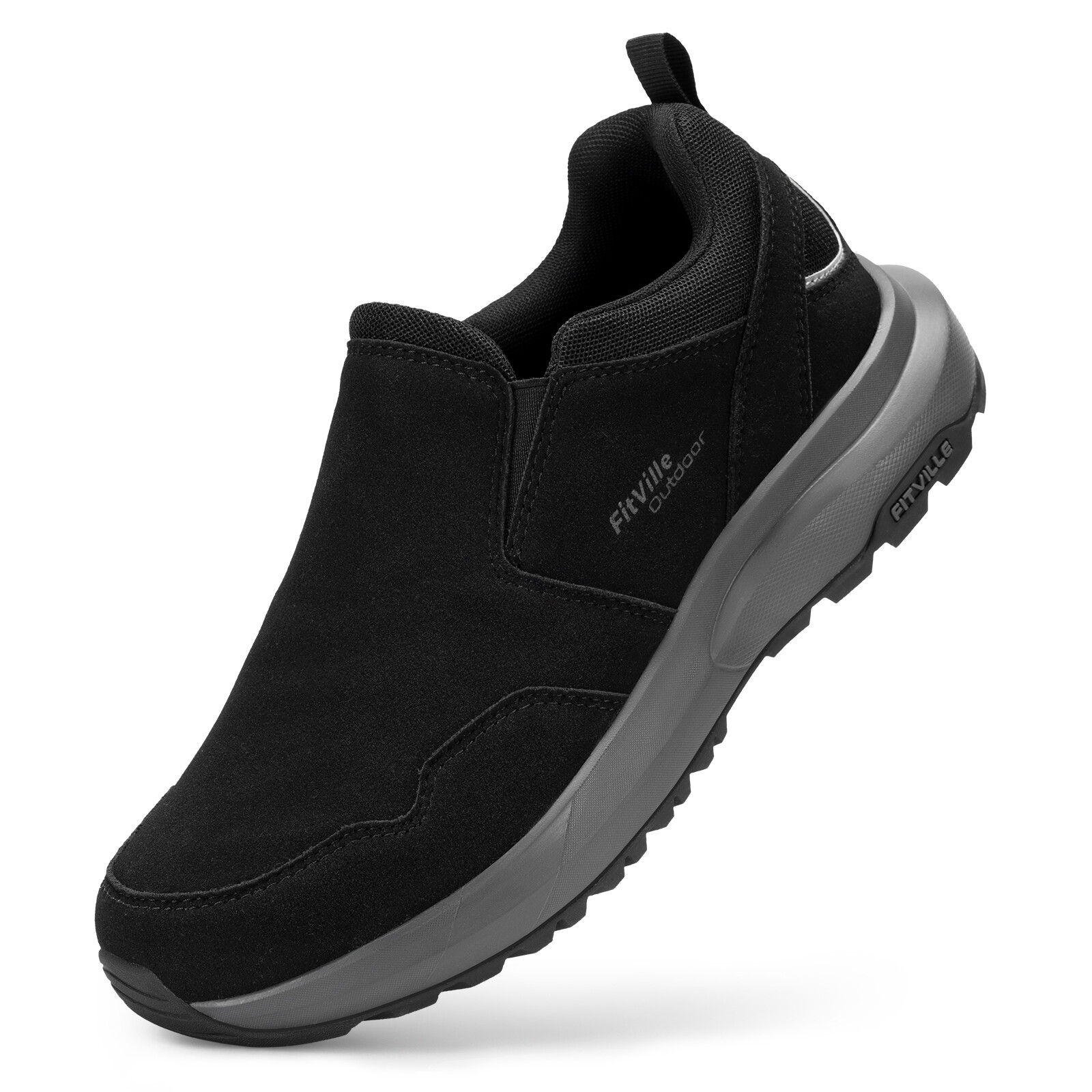 FitVille Men's Trekking Trails Sneakers Slip on Extra Wide Hiking Shoes Outdoor