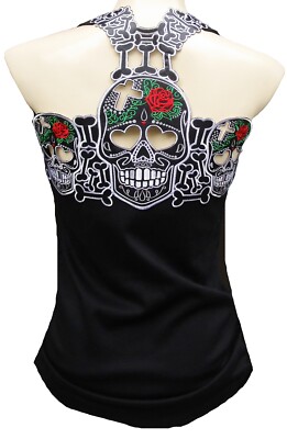Rockabilly Punk Rock Baby MUERTE SUGAR SKULL Tattoo Tank Top Shirt S M L XL XXL