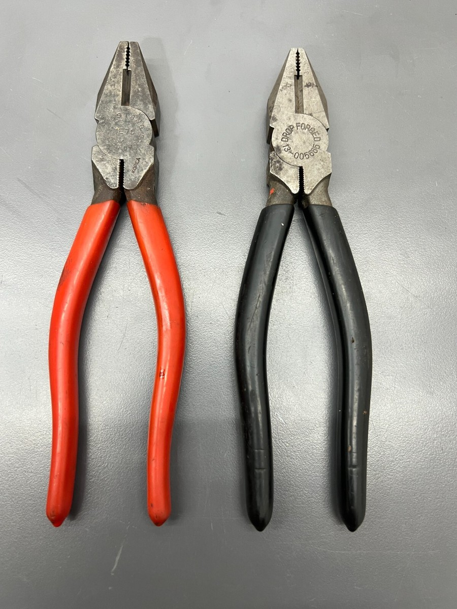 I) VINTAGE 2PC 7 INCH LINESMAN PLIERS SET MUSTANG UNBRANDED
