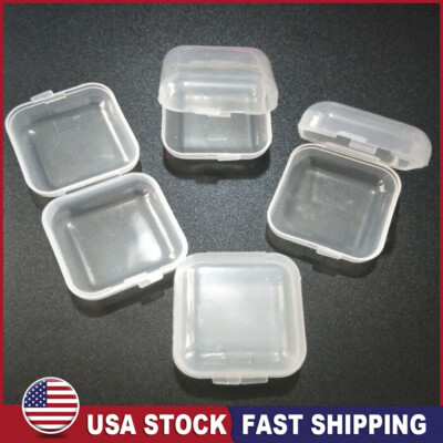 10Pcs Clear Plastic Mini Box Earbuds Jewelry Bead Ear Storage Box US