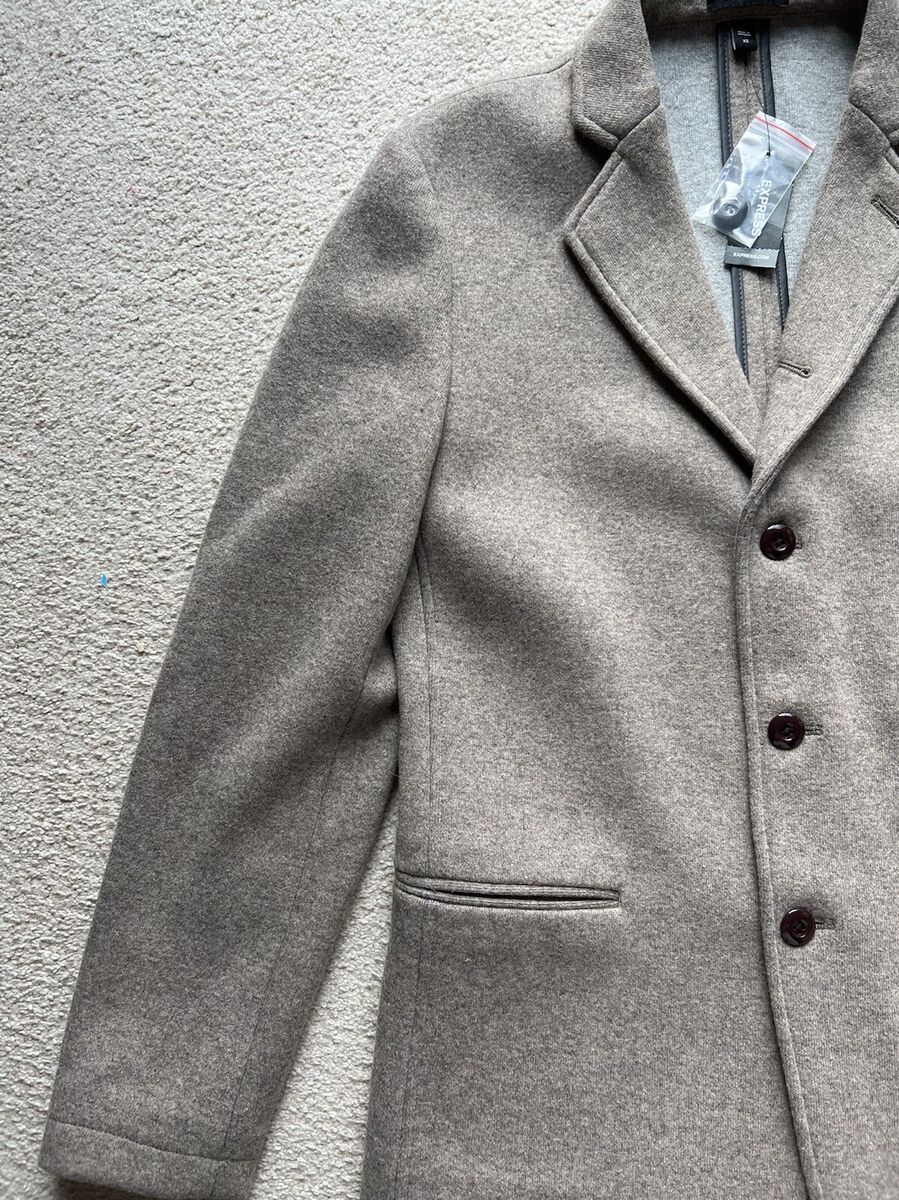 NEW EXPRESS TAUPE SAND WOOL BLEND CONVERTIBLE BLAZER JACKET COAT