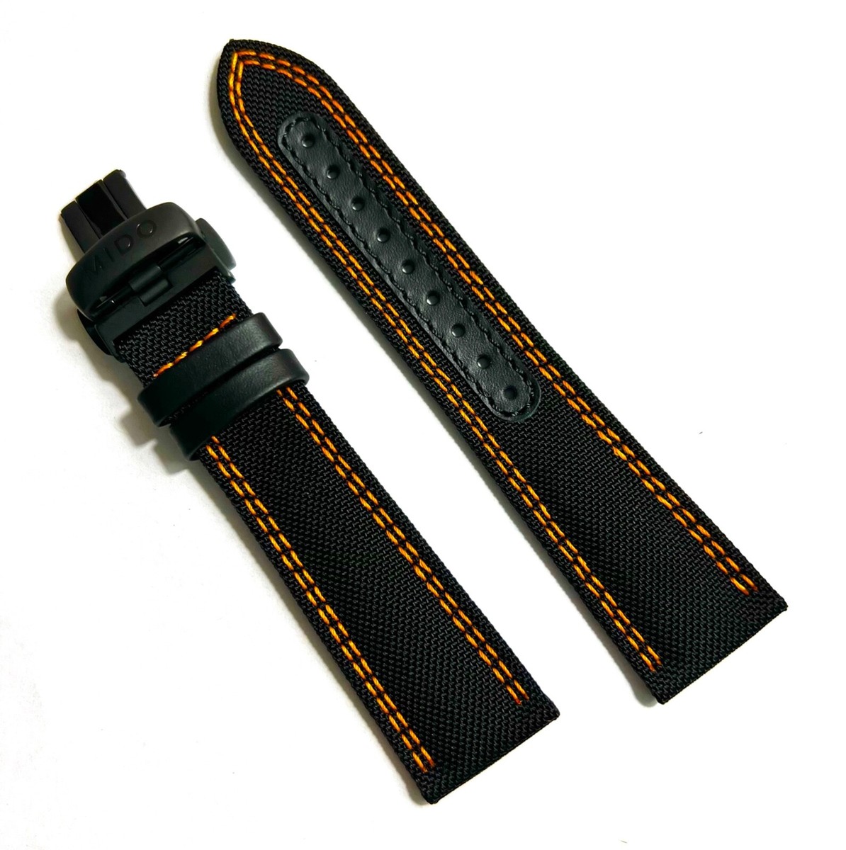 Original MIDO Multifort 22mm Black / Orange Fabric & Leather Watch
