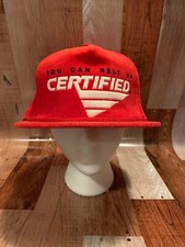 Vintage Snapback Hat Cap Trucker Corduroy Certified Red USA
