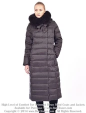 Long Down Coat Jacket Parka w/ Fox Fur Collar $895 value ~ NWT Пуховик Мех Лиса 